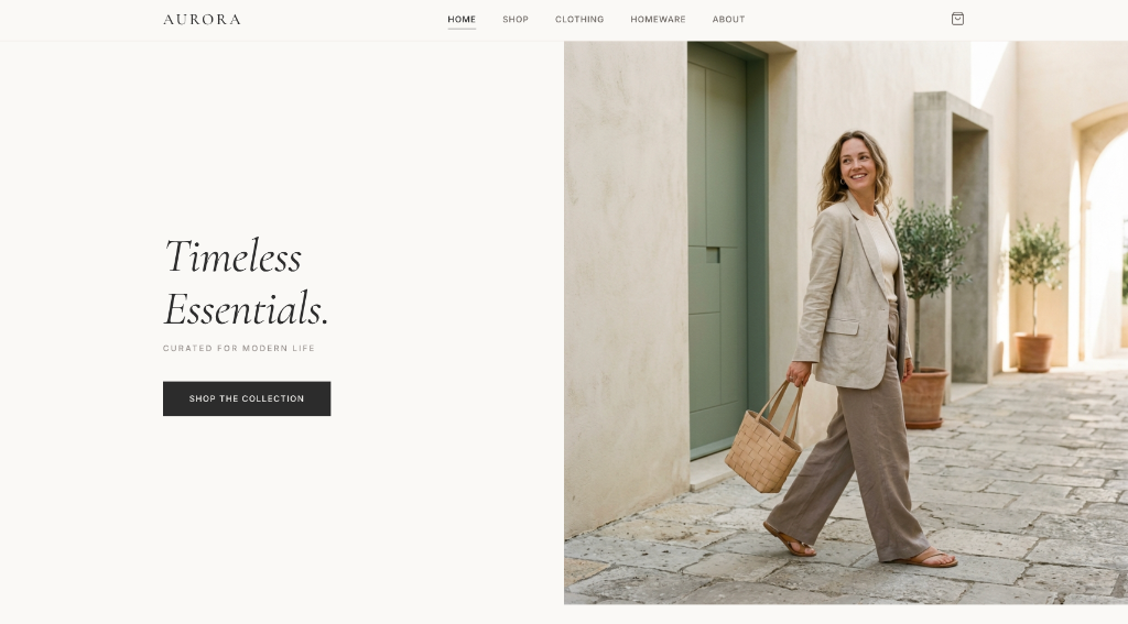 AURORA multi-page e-commerce store — web design portfolio example by Archo
