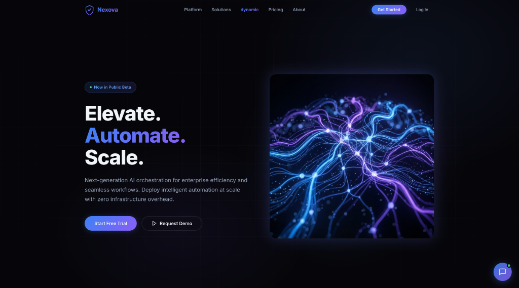 Sleek corporate SaaS dark mode website design for AI enterprise