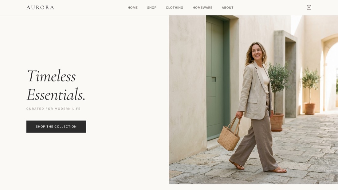 AURORA multi-page e-commerce store — web design concept build by Archo