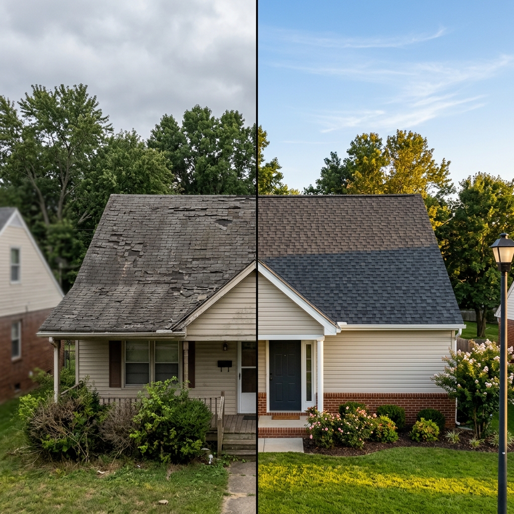 Before and after roof transformation in Barrhaven